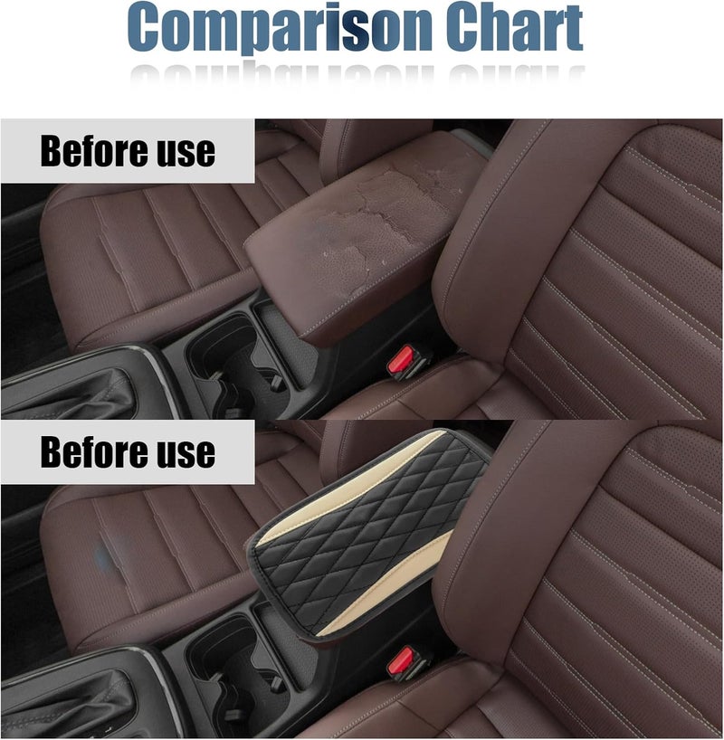 Vrasly Car Center Console Cover, Universal Leather Waterproof Armrest Seat Box Cover Protector, Comfortable Car Decor Accessories Fit for Most Cars, Vehicles, SUVs-khaki - Image 5